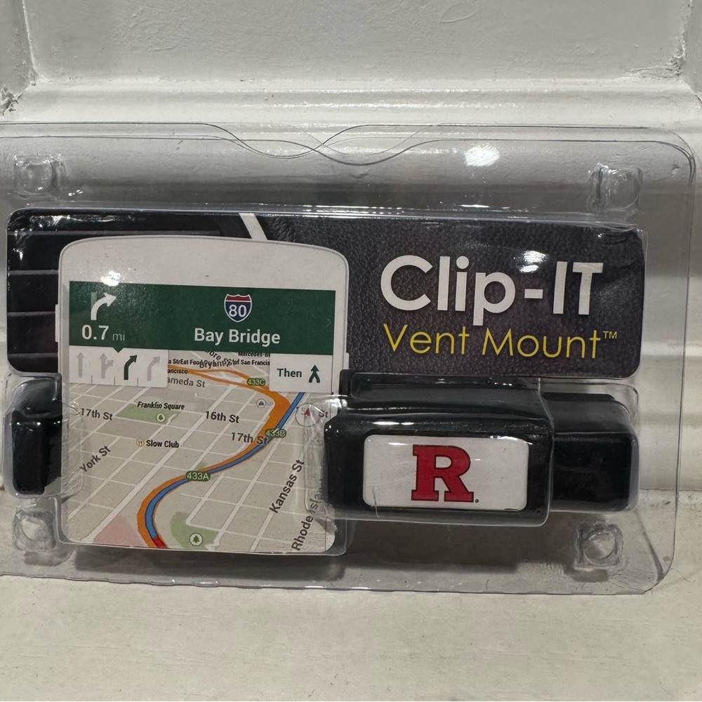 Rutgers Clip it Vent Mount cell phone holder for car.